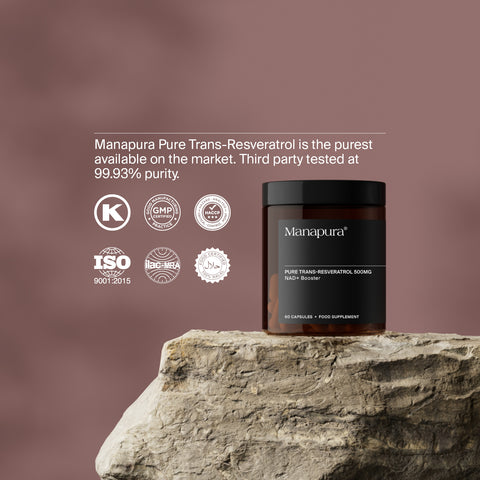 Pure Trans-Resveratrol by Manapura | The Best, Pure, Clinical-Grade Longevity & Nootropic Supplements | Free Shipping